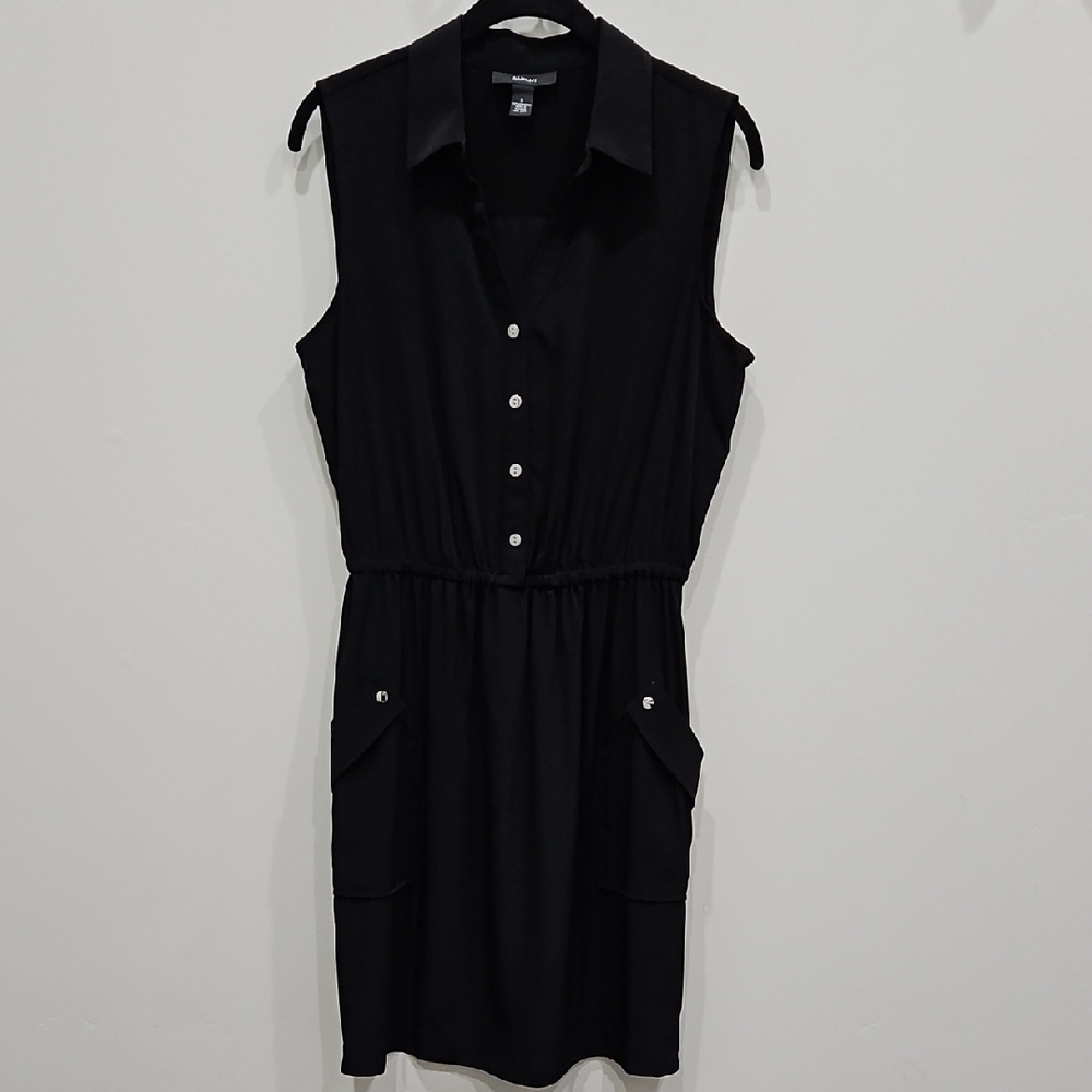 Alfani Black Sleeveless Polo Collar Sheath Dress